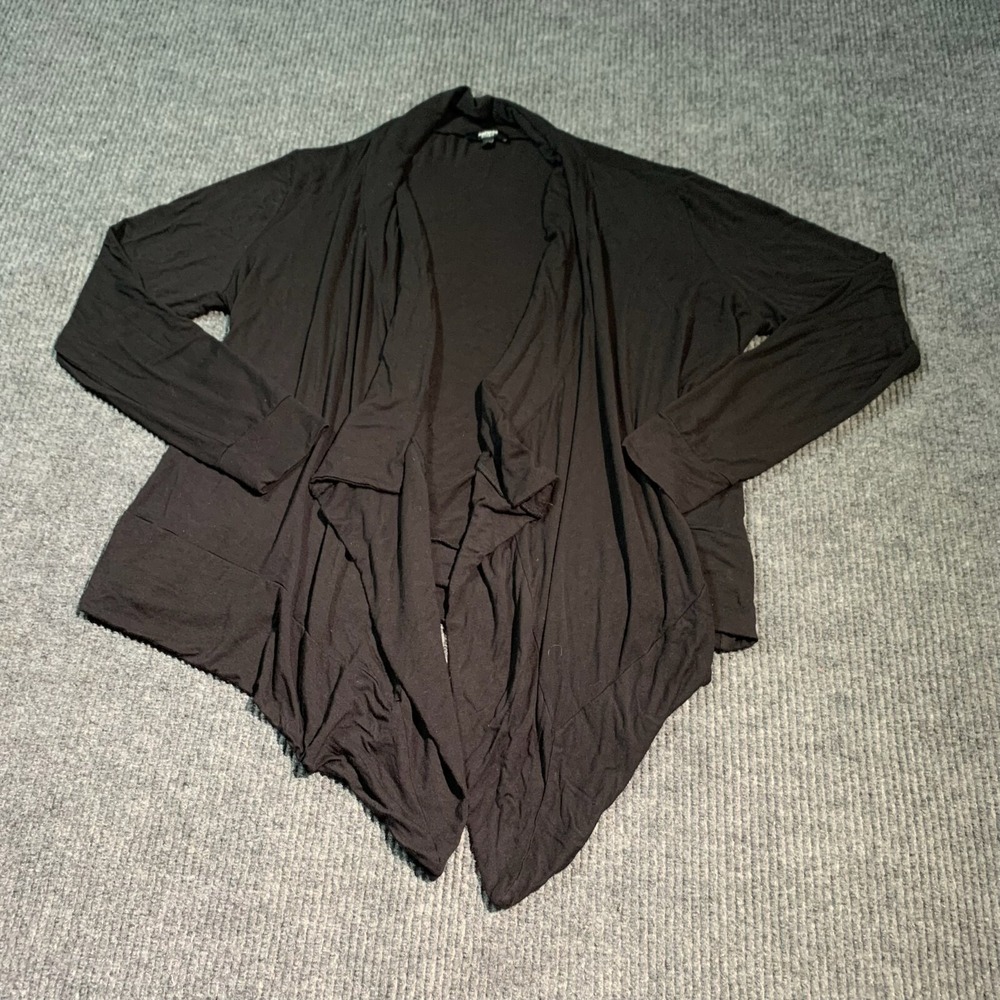 Premise Studio Cardigan Womens XL Black Open Front Stretch Loose Flow Office